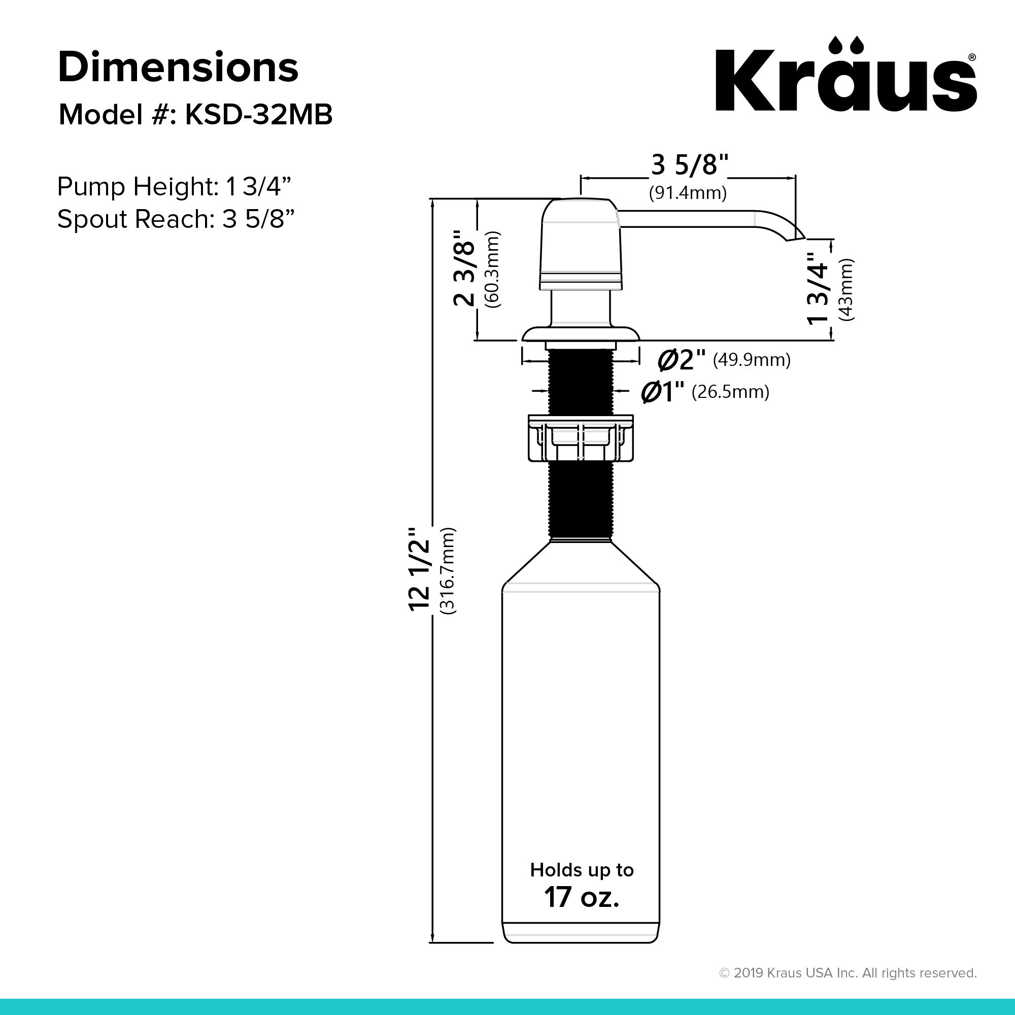 KRAUS Kitchen Soap and Lotion Dispenser in Matte Black, KSD-32MB