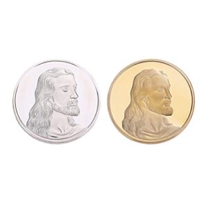 2pcs Challenge,Jesus Commemorative,Christian Religious, Medal Collectible Plated Collection Souvenir Gift(+Silver)