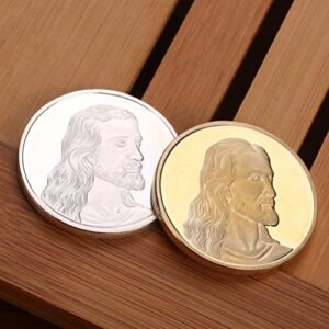 2pcs Challenge,Jesus Commemorative,Christian Religious, Medal Collectible Plated Collection Souvenir Gift(+Silver)