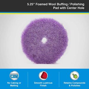 Wool Buffing Pad for Standard Duty Orbital (1 Pack, 5.25"), Premium Polishing Pads - Car Polishing Kit with Reduced Lint and Top Retention - Dense Foam Polisher Car Buffer Pads