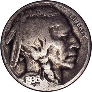 1936 buffalo nickel 5c very fine