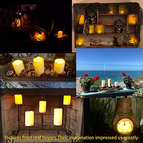 Enido Flameless Candles, LED Candles Outdoor Waterproof Candles(D: 3" x H: 4" 5" 6") Battery Operated Plastic Pack of 9 Pillar