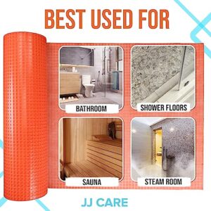 JJ CARE Uncoupling Membrane 1/8 Underlayment [3.3ft x 98.5ft / 323sq ft] - Anti-Fracture Tile Underlayment Roll, Crack Prevention Membrane, Uncoupling Membrane for Under Tile, Bathroom Wall & Floor