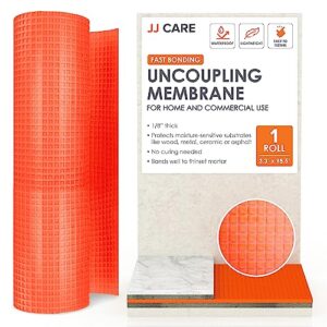jj care uncoupling membrane 1/8 underlayment [3.3ft x 98.5ft / 323sq ft] - anti-fracture tile underlayment roll, crack prevention membrane, uncoupling membrane for under tile, bathroom wall & floor