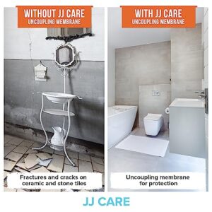 JJ CARE Uncoupling Membrane 1/8 Underlayment [3.3ft x 98.5ft / 323sq ft] - Anti-Fracture Tile Underlayment Roll, Crack Prevention Membrane, Uncoupling Membrane for Under Tile, Bathroom Wall & Floor