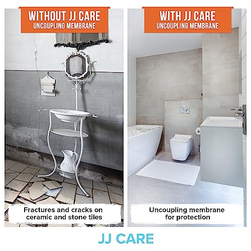 JJ CARE Uncoupling Membrane 1/8 Underlayment [3.3ft x 98.5ft / 323sq ft] - Anti-Fracture Tile Underlayment Roll, Crack Prevention Membrane, Uncoupling Membrane for Under Tile, Bathroom Wall & Floor