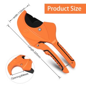 AIRAJ Ratchet PVC Pipe Cutter,Cuts up to 2-1/2"PEX,PVC,PPR and Plastic Hoses,Pipe Cutters with Sharp SK5 Stainless Steel Blades,Suitable for Home Repairs and Plumbers
