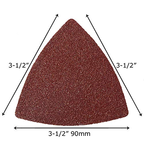 XXGO 100 Pcs 3-1/2 Inch 90mm Triangular 60/80 /100/120 /240 Grits Hook & Loop Multitool Sandpaper for Wood Sanding Contains 20 of Each Fit 3.5 Inch Oscillating Multi Tool Sanding Pad XG9020