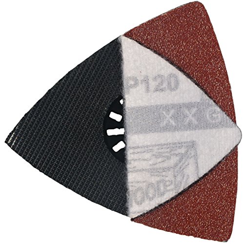 XXGO 100 Pcs 3-1/2 Inch 90mm Triangular 60/80 /100/120 /240 Grits Hook & Loop Multitool Sandpaper for Wood Sanding Contains 20 of Each Fit 3.5 Inch Oscillating Multi Tool Sanding Pad XG9020