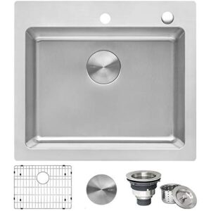 ruvati 23 x 20 inch drop-in topmount kitchen sink 16 gauge stainless steel single bowl - rvm5923