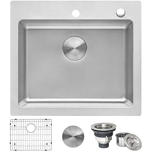 Ruvati 23 x 20 inch Drop-in Topmount Kitchen Sink 16 Gauge Stainless Steel Single Bowl - RVM5923