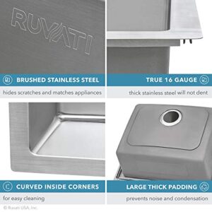 Ruvati 23 x 20 inch Drop-in Topmount Kitchen Sink 16 Gauge Stainless Steel Single Bowl - RVM5923