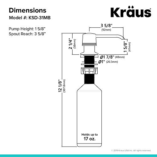 KRAUS Kitchen Soap and Lotion Dispenser in Matte Black, KSD-31MB