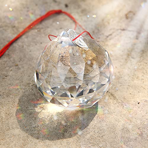 MerryNine Clear Crystal Ball Prism Sun Shine Catcher Rainbow Pendants Maker, Hanging Crystals Prisms for Windows, for Feng Shui, for Gift(80mm/3.15" 1pack)