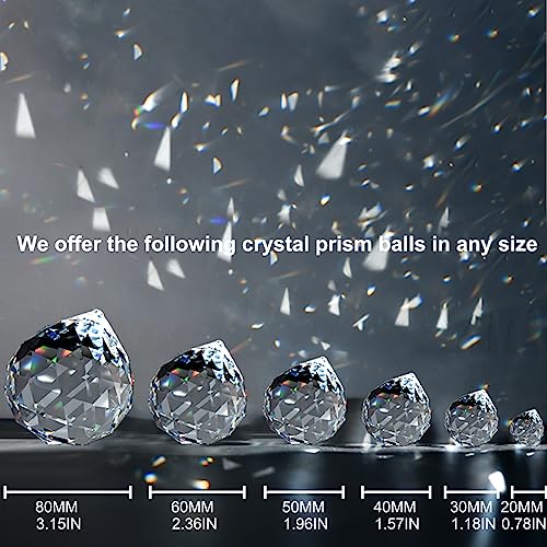 MerryNine Clear Crystal Ball Prism Sun Shine Catcher Rainbow Pendants Maker, Hanging Crystals Prisms for Windows, for Feng Shui, for Gift(80mm/3.15" 1pack)