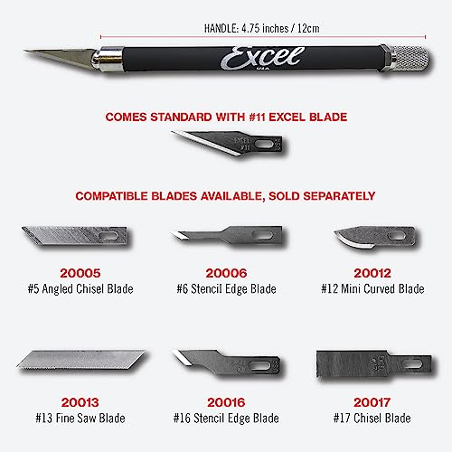 Excel Blades Soft Grip Craft Knife Set, Soft Grip Fine Point Angled Blades for Precision Cutting & Trimming, Multi-Purpose Hobby, Scrapbooking, and Crafting Tools, Grey, 3-Pack