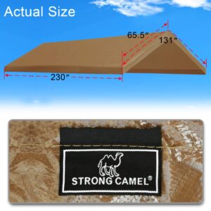 Strong Camel Outdoor 10x20 Replacement Canopy Roof Cover Valanced Carport Covers (10'x20', Tan)