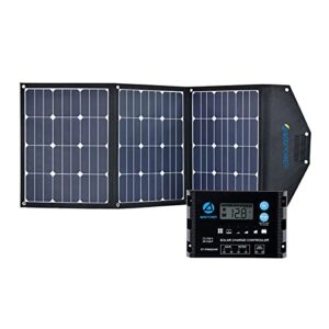 acopower 120w portable solar panel,3x40w 12v foldable solar panel suitcase with usb/qc 3.0/dc/type-c 4 outputs for phones,camping,rv car fridge with proteusx 20a charge controller, (hy-ltk-3x40wpx20a)