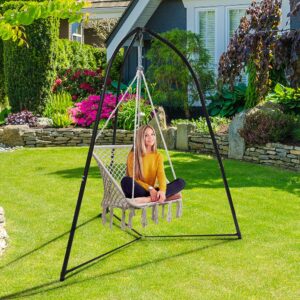 Sorbus Tripod Hanging Chair Stand- Heavy Duty Steel Sensory Swing Weather & Rust Resistant- Adjustable Portable Hammock Stand 330lbs for Tree,Lounger,Saucer,Air Porch,Indoor/Outdoor,Patio