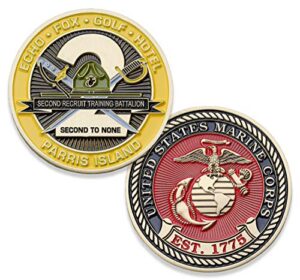 usmc second recruit training battalion challenge coin - 2nd bn parris island - marine corps training military coins - designed by marines for marines - officially license