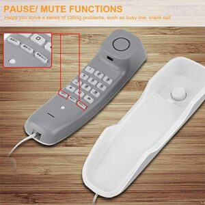 Expandable Corded Telephone, Trimline Corded Phone with Last Number Redial, Pause and Mute Function, Noise Cancelling Telephone for Home School Office Kitchen(Grey&White)