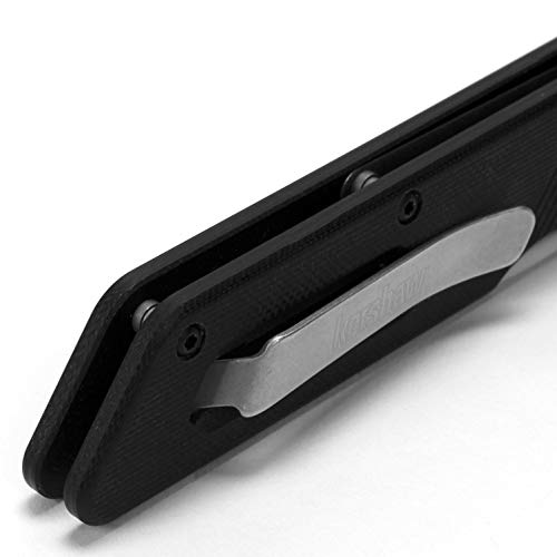 Kershaw Mixtape Pocketknife; 3.1 Inch 8Cr13MoV Stonewashed Stainless Steel Reverse Tanto Blade, Glass Filled Nylon Handle, Manual Opening, Liner Lock and Thumb Disk (2050), Black, Normal