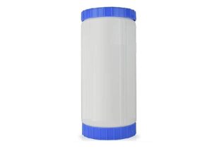 4.5" x 10" whole house refillable water filter cartridge - gac catalytic carbon + birm + kdf 85: removes iron, manganese, hydrogen sulfide - rotten egg smell - compatible with 10" big blue housing