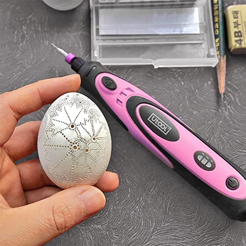 UtooL Cordless Rotary Tool Kit 4V with 42 Accessories, USB Charging Cable and 3-Speed Mini Rotary Tool for Nail Trimming, Cutting, Drilling, Etching, Sanding, Engraving, Polishing & DIY Crafts, Pink