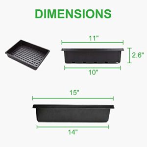 GROWNEER 6 Packs 15 x 11 x 2.6 Inches Plastic Growing Trays with 15 Pcs Plant Labels, Seed Tray Seedling Starter for Greenhouse, Hydroponics, Seedlings, Plant Germination