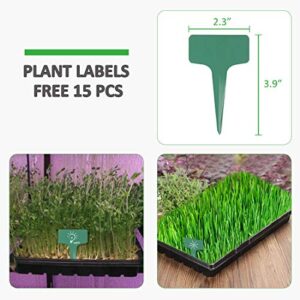 GROWNEER 6 Packs 15 x 11 x 2.6 Inches Plastic Growing Trays with 15 Pcs Plant Labels, Seed Tray Seedling Starter for Greenhouse, Hydroponics, Seedlings, Plant Germination