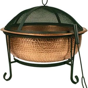 Global Outdoors 26" Genuine Copper Fire Pit with Screen, Cover and Safety Poker