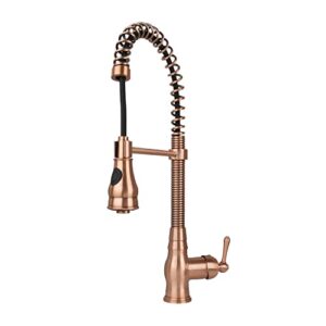 single handle pull-down copper kitchen faucet with spring spout- including 5years warranty akicon (ak518a)