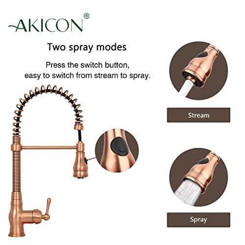 Single Handle Pull-Down Copper Kitchen Faucet with Spring Spout- Including 5Years Warranty Akicon (AK518A)