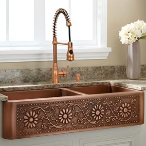 Single Handle Pull-Down Copper Kitchen Faucet with Spring Spout- Including 5Years Warranty Akicon (AK518A)