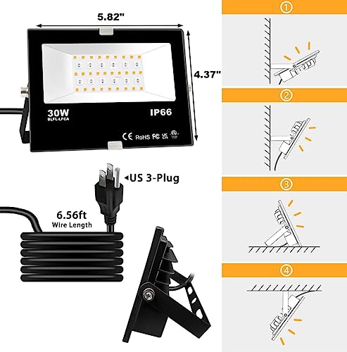 iLC LED Flood Light 30W Outdoor RGB Color Changing, Smart Floodlights RGBW 2700K Warm White & 16 Million Colors, 20 Modes, Grouping, Timing, IP66 Waterproof (2 Pack)