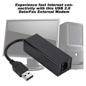 Oumij USB 56K External Dial Up Voice Fax Data Modem Fit for Win7 Win8 Win10 XP Supports V.92 protocols and Features 56K Download speeds, 48K Data Upload and 14.4 Kbps fax Mode