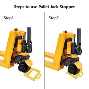 Homeon Wheels Pallet Truck Chock Heavy Duty Pallet Jack Stopper 14.2" Length x 11.6" Width x 2" Height Yellow (1 Pack)