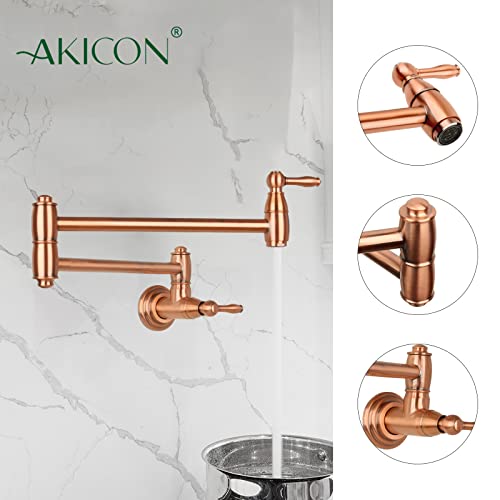 Copper Finish Wall-Mounted Pot Filler Faucet