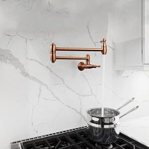 Copper Finish Wall-Mounted Pot Filler Faucet