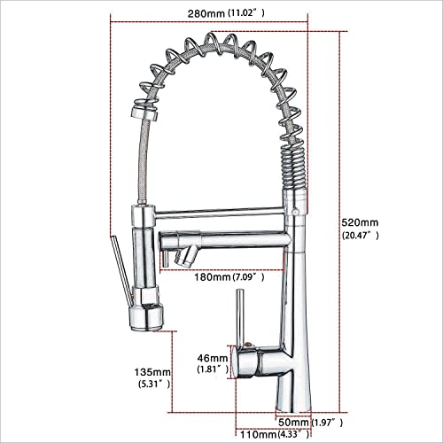 Kitchen Faucet Commercial Style Sturdy Pre Rinse Spring Pull Down Kitchen Sink Faucet with Sprayer,Oil Rubbed Bronze, Beelee BL7092B