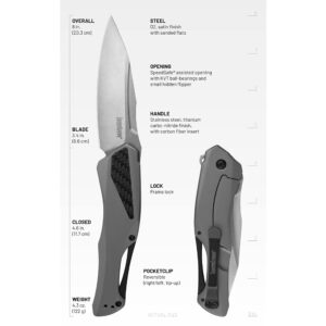 Kershaw Collateral Spear Point Pocket Knife, 3.4-in. Blade, SpeedSafe Assisted Opening, Frame Lock (5500)