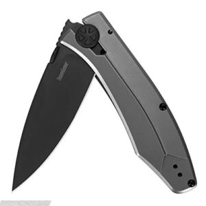 kershaw innuendo pocketknife; 3.3 inch drop point stainless steel blade with titanium carbo-nitride coating, manual open, frame lock, reversible pocketclip, perfect every day carry (3440)