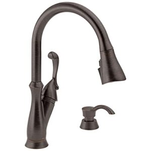delta arabella single handle one handle bronze pull out kitchen faucet