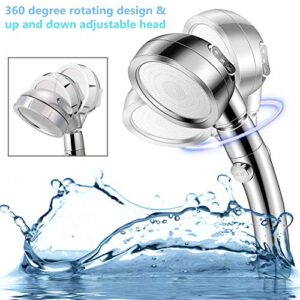 Detachable Shower Head with 59Inch Hose, High Pressure Water Saving, 360 Degree Rotating Handheld Shower Head with ON/OFF Switch and 3 Spray Modes, Shower Sprayer for RV Camper Bathroom Shower Sprayer