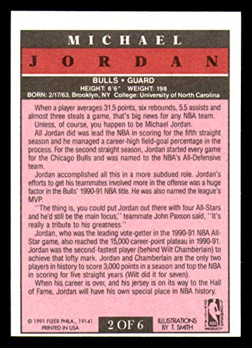 1991-92 Fleer Pro-Visions Basketball #2 Michael Jordan Chicago Bulls Official NBA Trading Card From Fleer/Skybox