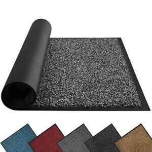 mibao dirt trapper door mat for indoor&outdoor, 48" x 72", grey black,washable barrier , heavy duty non-slip entrance rug shoes scraper, super absorbent front door mat carpet