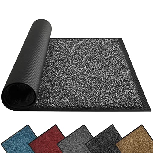 Mibao Dirt Trapper Door Mat for Indoor&Outdoor, 48" x 72", Grey Black,Washable Barrier , Heavy Duty Non-Slip Entrance Rug Shoes Scraper, Super Absorbent Front Door Mat Carpet