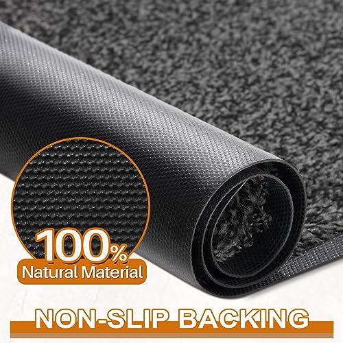 Mibao Dirt Trapper Door Mat for Indoor&Outdoor, 48" x 72", Grey Black,Washable Barrier , Heavy Duty Non-Slip Entrance Rug Shoes Scraper, Super Absorbent Front Door Mat Carpet