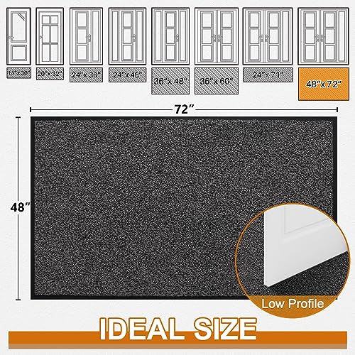 Mibao Dirt Trapper Door Mat for Indoor&Outdoor, 48" x 72", Grey Black,Washable Barrier , Heavy Duty Non-Slip Entrance Rug Shoes Scraper, Super Absorbent Front Door Mat Carpet