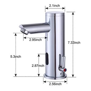 Fyeer Automatic Electronic Sensor Touchless Faucet, Motion Activated Hands-Free Bathroom Vessel Sink Tap, Temperature Adjustable knob, Hot and Cold Mixer, Chrome Polished Finish…